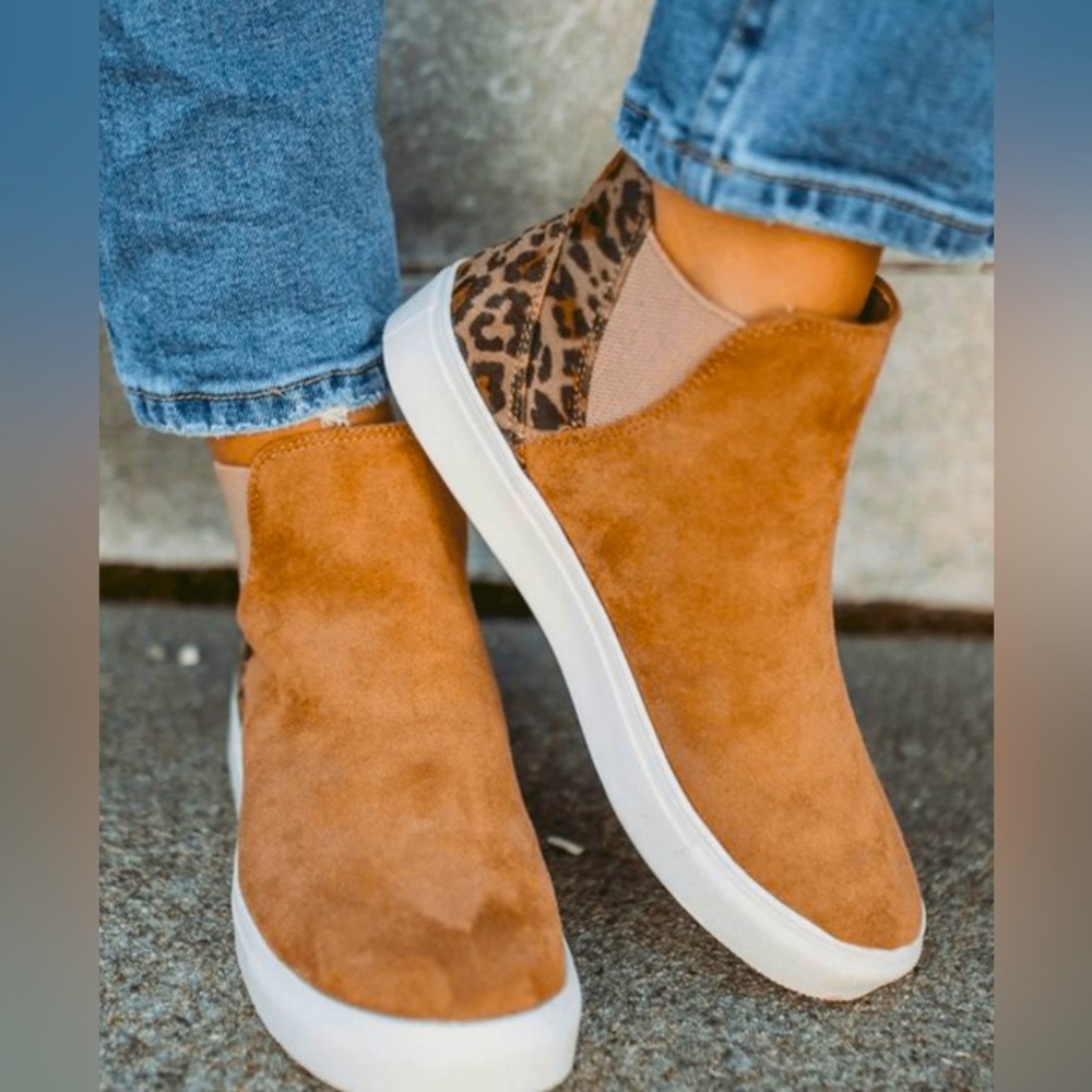 Faux Suede Leopard Ankle boots